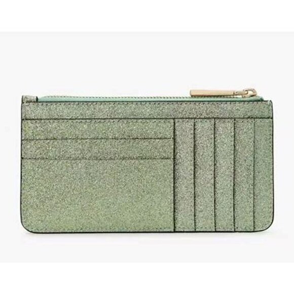 Green Kate Spade Kenzie Glitter Large Slim Card Holder / Wallet RARE COLOR - Picture 5 of 5